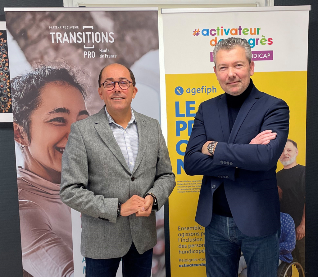 Stéphan Guénézan Directeur Général Transitions Pro Hauts-de-France et Yvan Talpaert Délégué Régional Agefiph Hauts-de-France